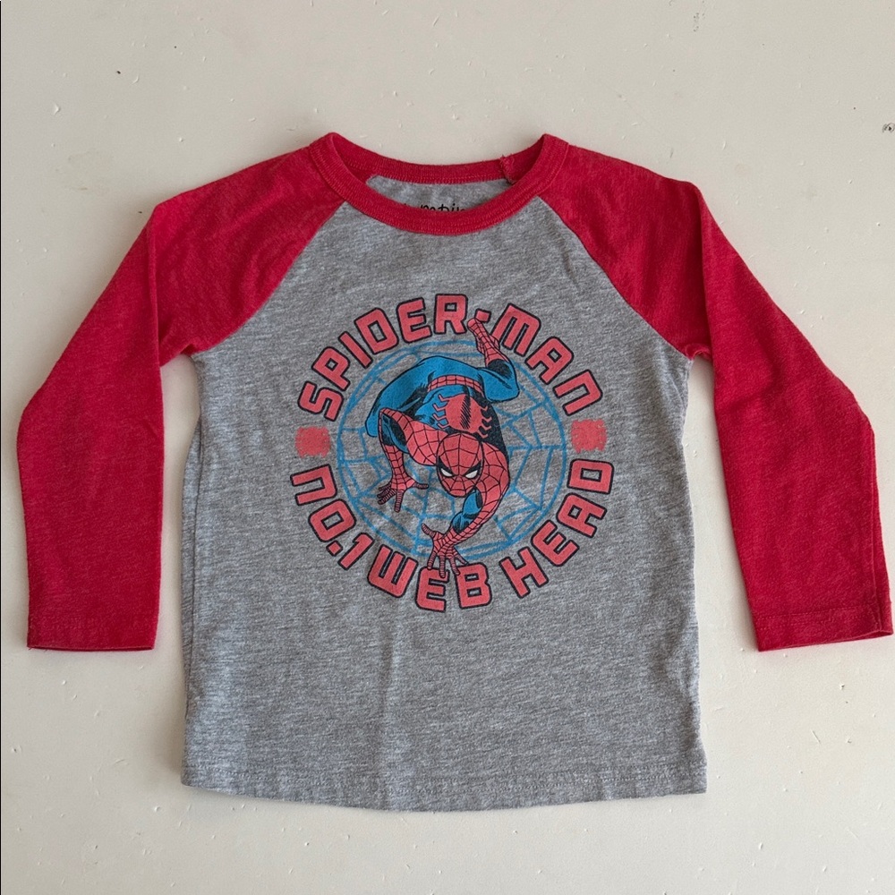 Spider-Man Jumping Beans Long Sleeve Shirt- Red and Gray Boys 2T
